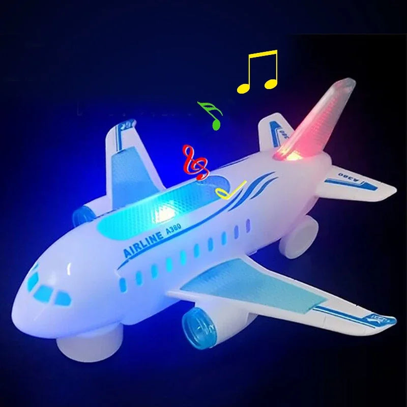 Children Electronic Aeroplane Toy with Music Autopilot Rotation Flash Sound Plane Educational Toy Christmas Gift for Kids