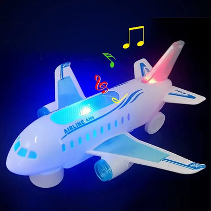 Children Electronic Aeroplane Toy with Music Autopilot Rotation Flash Sound Plane Educational Toy Christmas Gift for Kids