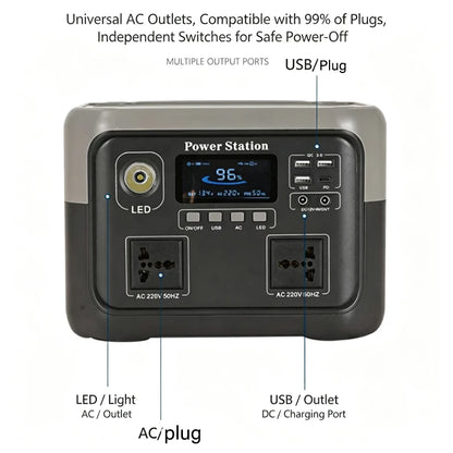 New 800W Portable Power Station 600W/800W 589WH Solar Generator Backup Power Bank for Outdoor Camping, Home Emergency, RV Travel