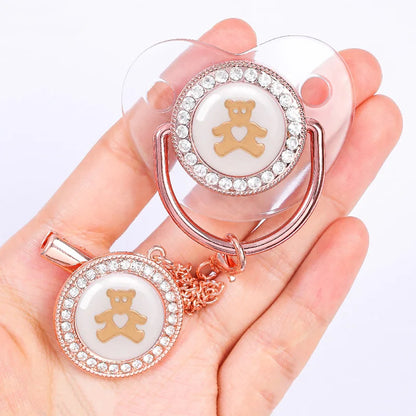 Baby Shower Gifts Baby Pacifier Rhinestone Pacifier Clips Princess Bling BPA Free Silicone Infant Nipple Newborn Baby Soother