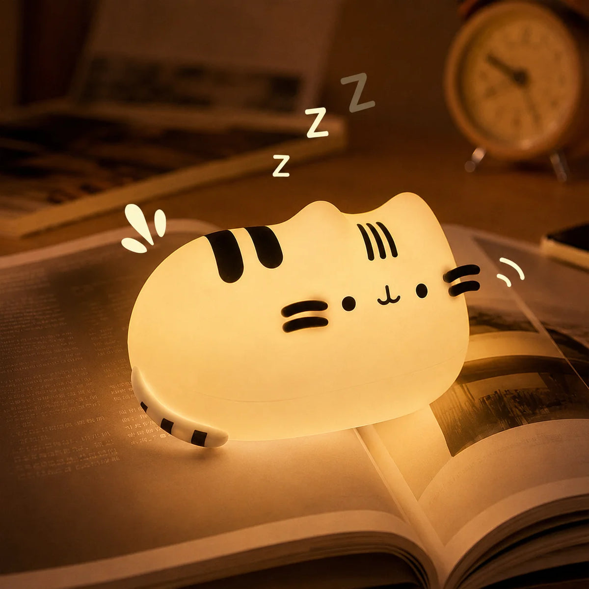 Kawaii Pusheen Night Light Desk Accessories Reading Light Table Lamp Glow in The Dark Christmas Gift Party Favor
