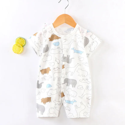 Newborn Short Sleeve Onesie Soft Breathable Lightweight Open Front Romper for 0-1 Year Baby Loungewear