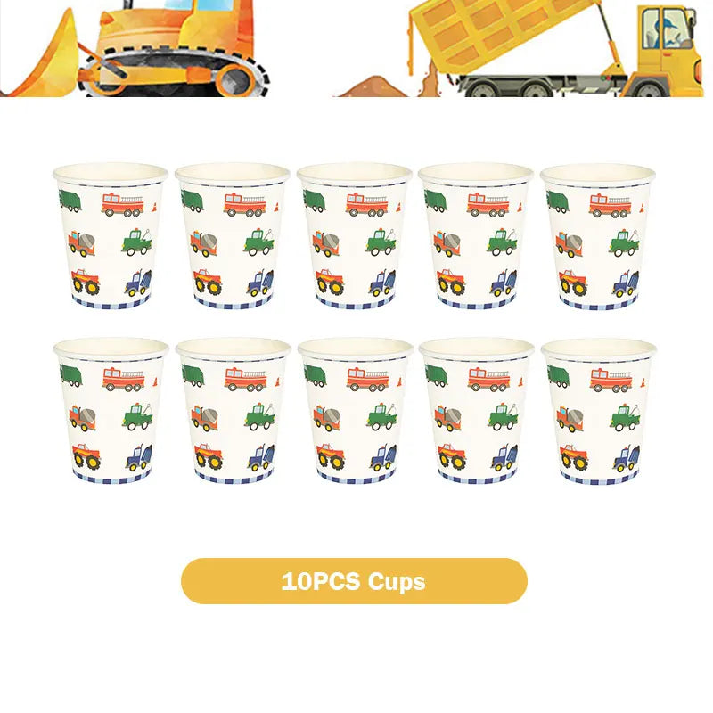 Happy Construction Birthday Party Decorations Set Plates Cup Tablecloth Gift Bags Banner Stickers Cake Decoration Party Supplies