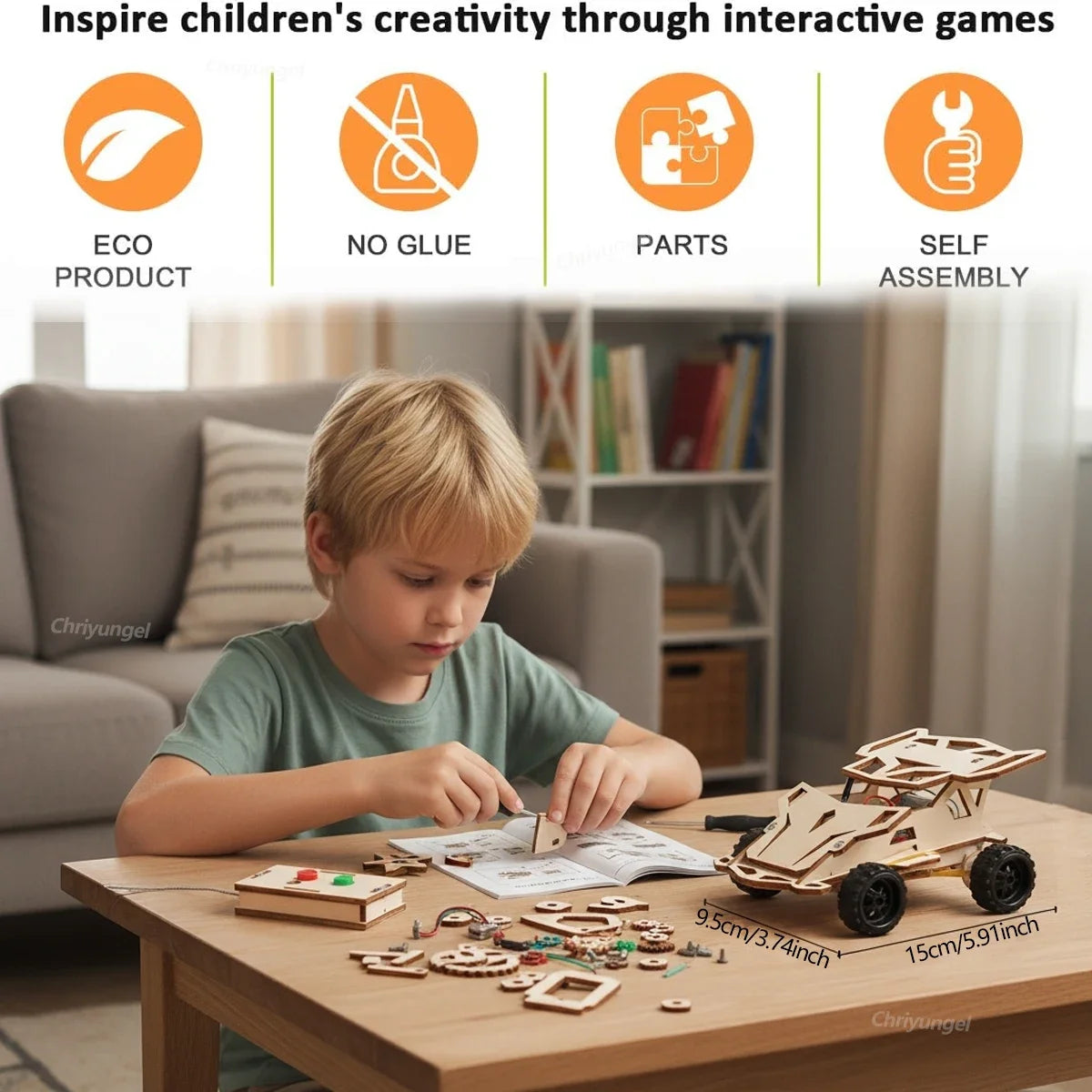 DIY Wooden Remote Control Car Kit STEM Building Toy Educational Science Project Wireless Racing Car for Kids Teens Gifts