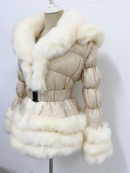 ZADORIN Winter Coat Women New Fashion Faux Fur Coat Detachable Sleeves Hood Duck Down Coats Hooded Black Puffer Jacket Outwear