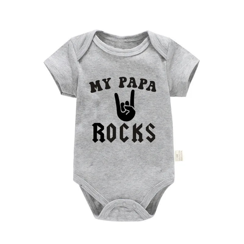 Born To Rock Newborn Baby Short Sleeve Cotton Baby Bodysuit Cute Baby Boy Clothes Jumpsuit Infant Outfit Baby Body Rock Onesie