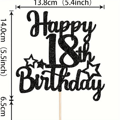 Happy 18th Birthday Cake Topper Glitter 18 & Fabulous Cheers to 18 Years Old Birthday Cake Pick for Celebrating 18th Birthday