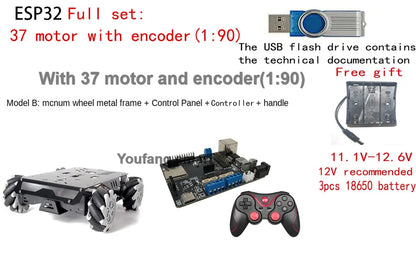 25Kg Load RC Tank V3 Mecanum Wheel Robot Car For Arduino Robot DIY Kit with Encoder Motor and Ps2 Handle Programmable Robot Kit