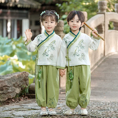 Fashion Hanfu Girl Suit Tang Costume Summer Chinese Style Boy Set Children's Sets Casual Kids Clothes Performance Baby Outfit