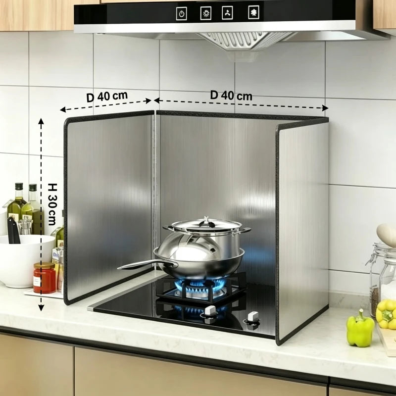 Kitchen Stove Splatter Guard Foldable Oil Splash Shield Grease Protector Heat Resistant Cooking Barrier for Gas Stove Cooktop