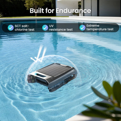 Refurbished AIPER EcoSurfer S2 Solar Powered Pool Surface Skimmer Robot with APP Support, 24/7 Continuous Cleaning, Dual Charging Modes, Smart Obstacle Avoidance, 150-um Filtration, OTA Upgrade