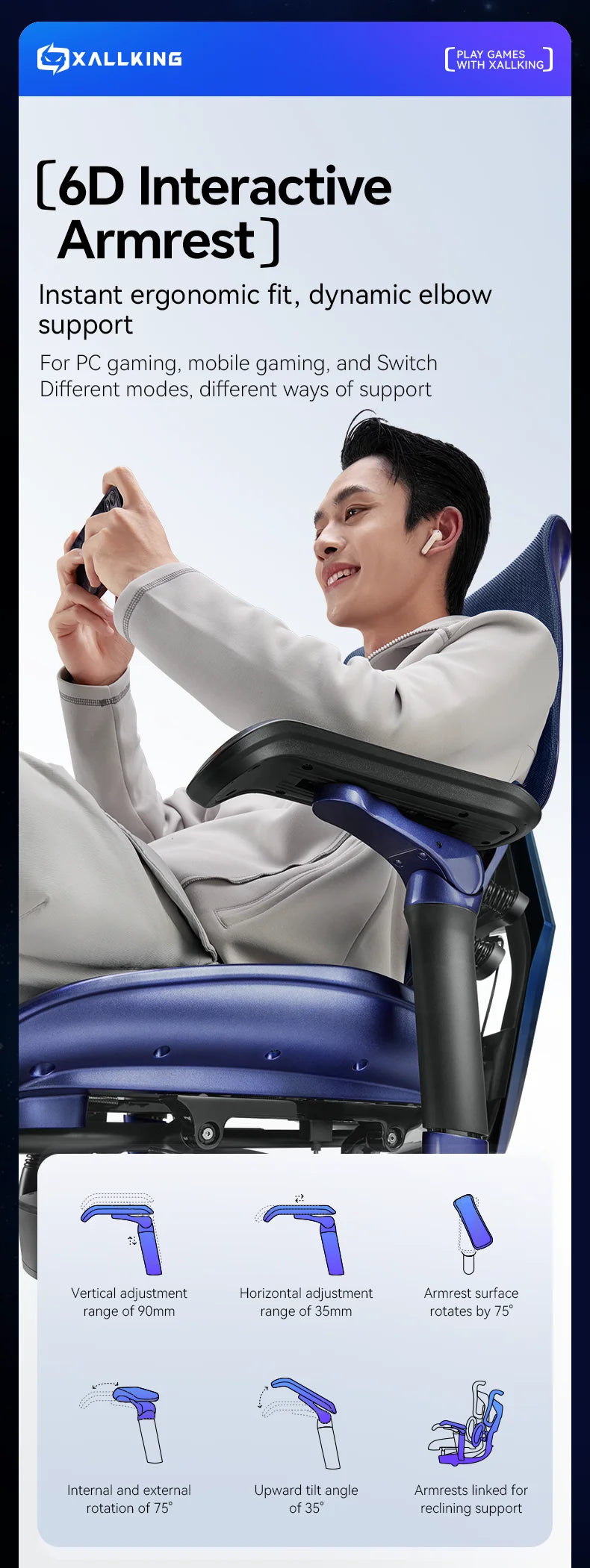【CHIMU HOME】 SIHOO X3Pro Blue-Purple-Red Gradient Ergonomic Gamer Chair for Esports Gaming High Back Computer Chair