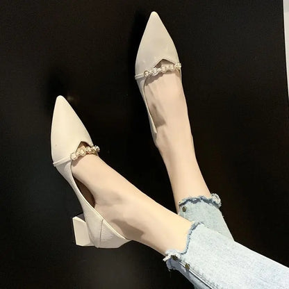 Women's Summer Footwear Blue Shoes For Woman 2025 Yellow With Medium Heels Pointed Toe On Sale Offer Wholesale Stylish A E