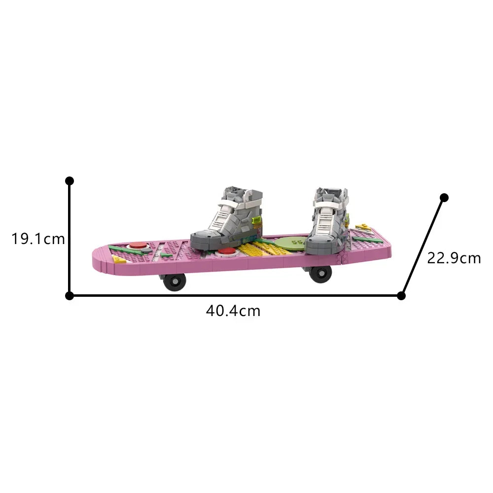 MOC Movie Back to the Future Skateboard Bricks Model High Tech Skateboard Shoes Creative Building Blocks Toys Kids Birthday Gift