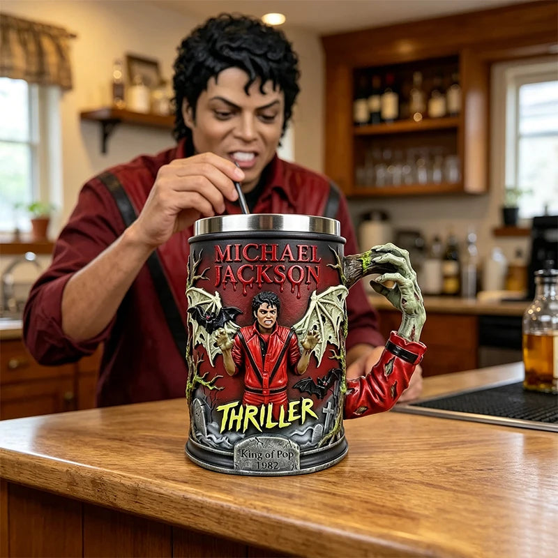 Unique Spark Plug Michael Jackson 3D Resin Mug Stainless Steel Inner Liner Creative Collectible Coffee Cup Home Drinkware Gift