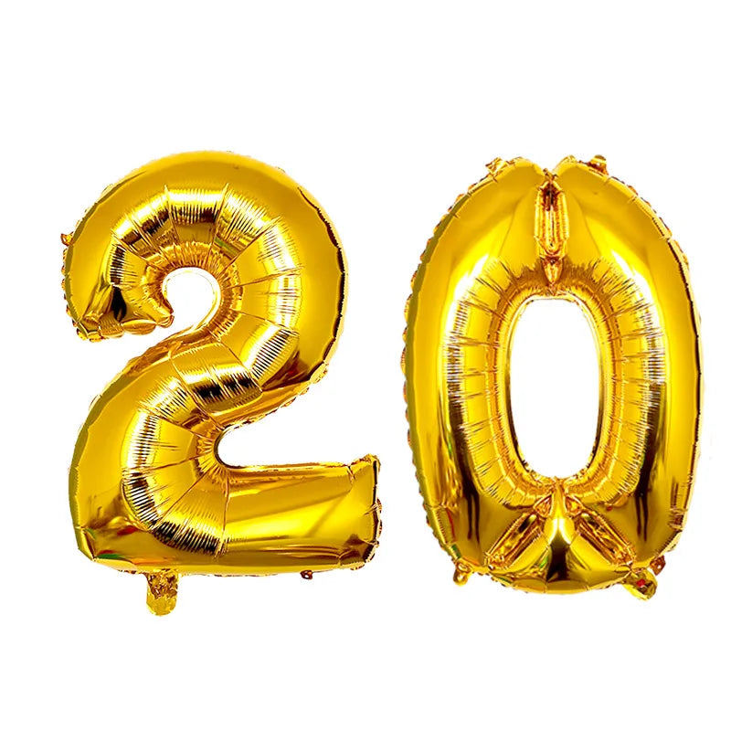 2Pcs 32 Inch Gold Silver Black Blue Red Helium Foil Number Balloon 16 17 18 19 20 21 Happy Birthday Party Decoration Supplies
