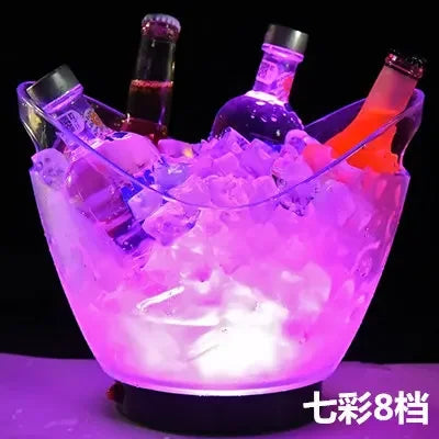 Unbreakable LED Ice Bucket Light Up Beverage Cooler for Wine Champagne and Cocktails at Bars and Nightclubs 2L 5L PS ABS