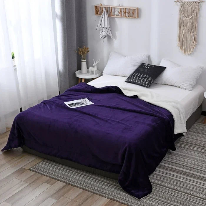 Lamb wool flannel blanket Nordic light luxury style quilt blanket Double layer thickened blanket