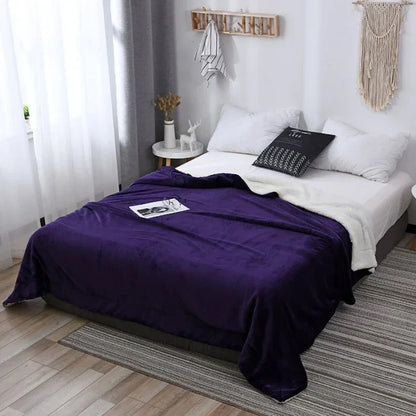 Lamb wool flannel blanket Nordic light luxury style quilt blanket Double layer thickened blanket