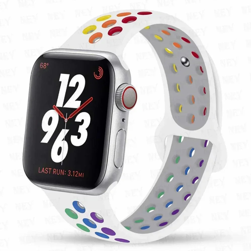 Silicone Sport Straps For Apple Watch 10 Band 45mm 44mm Ultra2 49mm 38/40mm 41mm 42 46mm Bracelet iWatch Series 8 7 6 4 5 3 9 SE