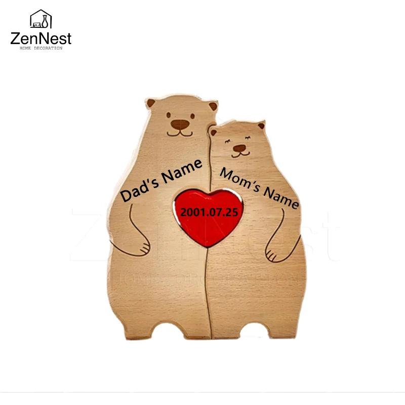 Bear Home Wooden Puzzle Personalized Custom Decor Heart Warmer