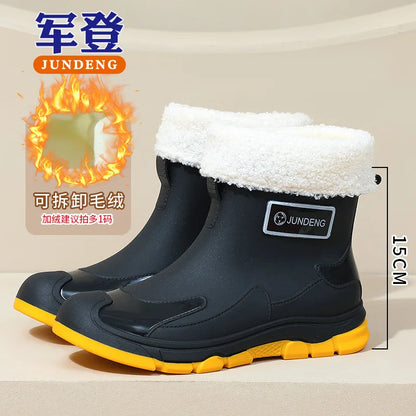 Women's Rain Boots Fashionable Summer Short Tube Rain Boots Adult Wear Gardening Work Water Shoes Rainy Season Commuting Shoes