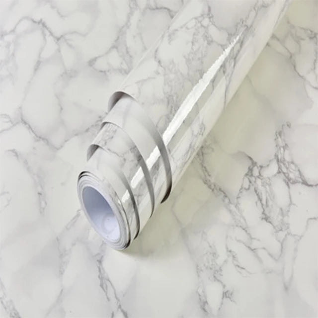Marble Self Adhesive Foil Wallpaper for Desktop Cabinet Decor PET Paper in Rolls Waterproof Oil Proof Stickers for Kitchen Wall