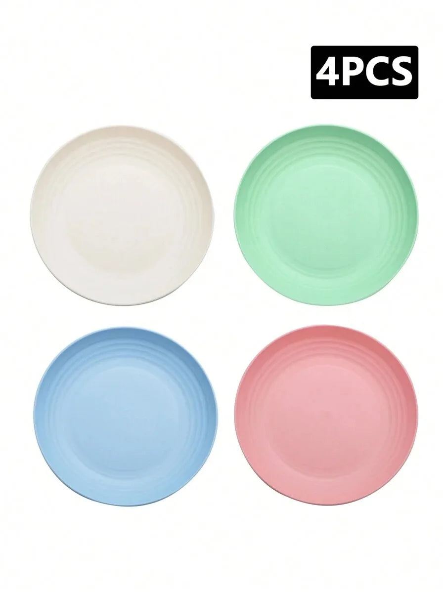 4/8pcs Plastic Original Plate, Reusable, Camping Picnic Dessert Plate, Fruit Plate, Dinner Plate, Dishwasher and Microwave Safe