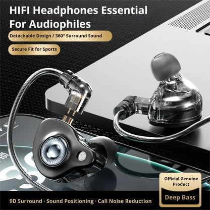 HIFI 3.5mm&Type-C Wired Headphones 9D Surround Deep Bass Stereo Headset Sport Earphone Detachable Cable ENC Noise Reduction