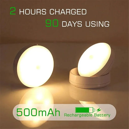 Night Lamp With Motion Sensor Rechargeable Wireless LED Night Light, 360 Rotating Magnetic Light For Room Bedside Table