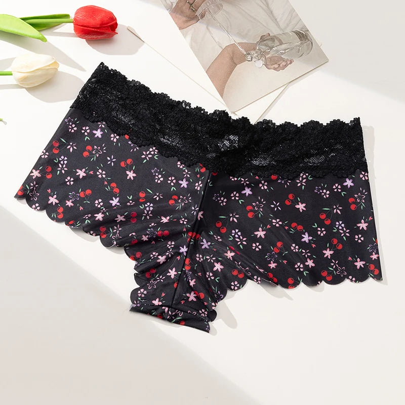 BZEL Fashion Women's Panties Lace Sexy Leopard Hollow Lingerie Charming Underwear Breathable Boxers Woman Boyshorts Underpants
