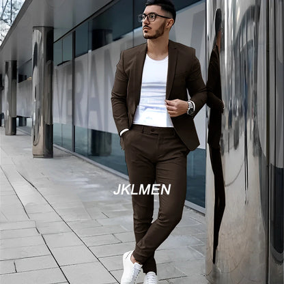 Gray Men's Suit 2 Piece Suit Summer Casual Jacket Pants Formal Wedding Tuxedo Groom Clothes Custom Color Blazer XS-5XL