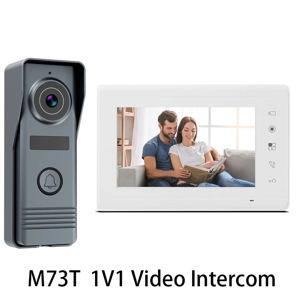 4 Wired Video Intercom System RFID Unlock Camera Doorbell with 7 Inch Screen Night Vision Home Door Bell for Villa M72T