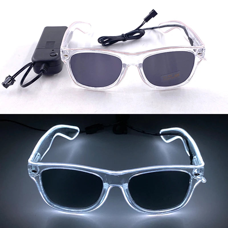 1PC Light Up LED Glasses Glow Sunglasses EL Wire Neon Glasses Glow in The Dark Party Supplies Neon Party Favors for Adults