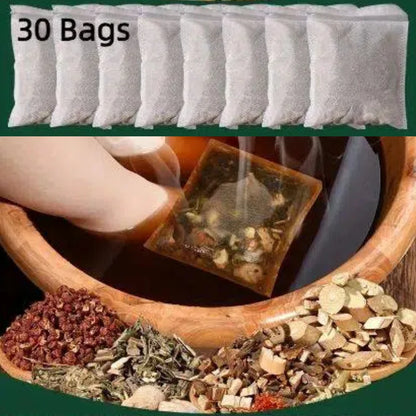 30Bags Chinese Herbal Foot Soak Bath Packets Skin-Soothing Sleep-Aiding with Ginger Mugwort for All Seasons Foot Soak Pouches