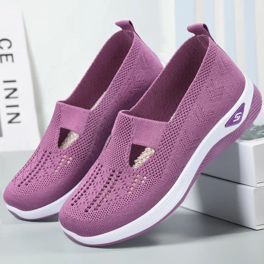 2025 Spring Women's Sports Shoes Mesh Fashionable Breathable Lightweight Non-slip Wear-resistant Casual Sports Shoes Flat Shoes