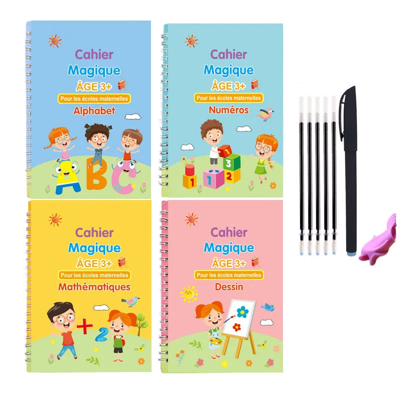 4Pcs Handwriting Workbooks Practice Copybook Magic Reusable Calligraphy Handwriting Tracing Practice Book for Kids Learning