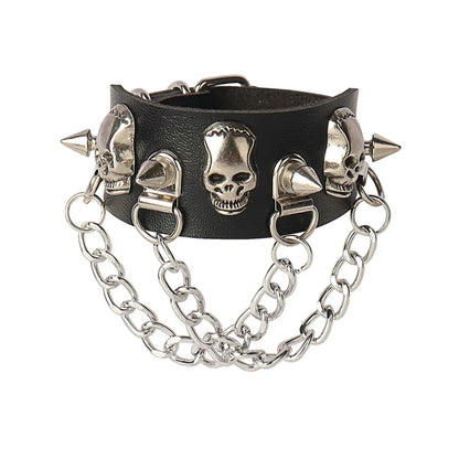 Punk Bracelets PU Leather Studded Bracelet Adjustable Goth Cuff Bracelet Gothic Rivet Buckle Wristband for Men Women Emo Jewelry