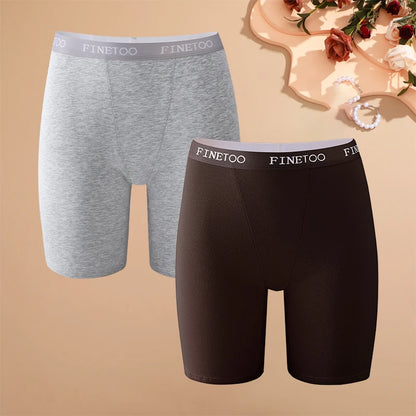2pcs Women's High Waisted Boxer Briefs Cotton Plus Size Panties Sexy Elastic Waistband Sports Shorts Casual Comfortable Lingerie
