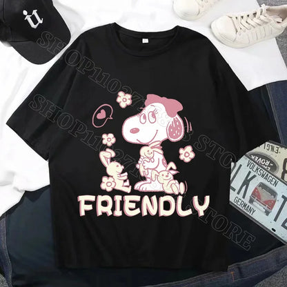 Snoopys Men Women Summer Clothes Adult Cotton Shirts Cartoon Anime Graphic Print Tops Cool Comfortable Shirt Birthday Party Gift