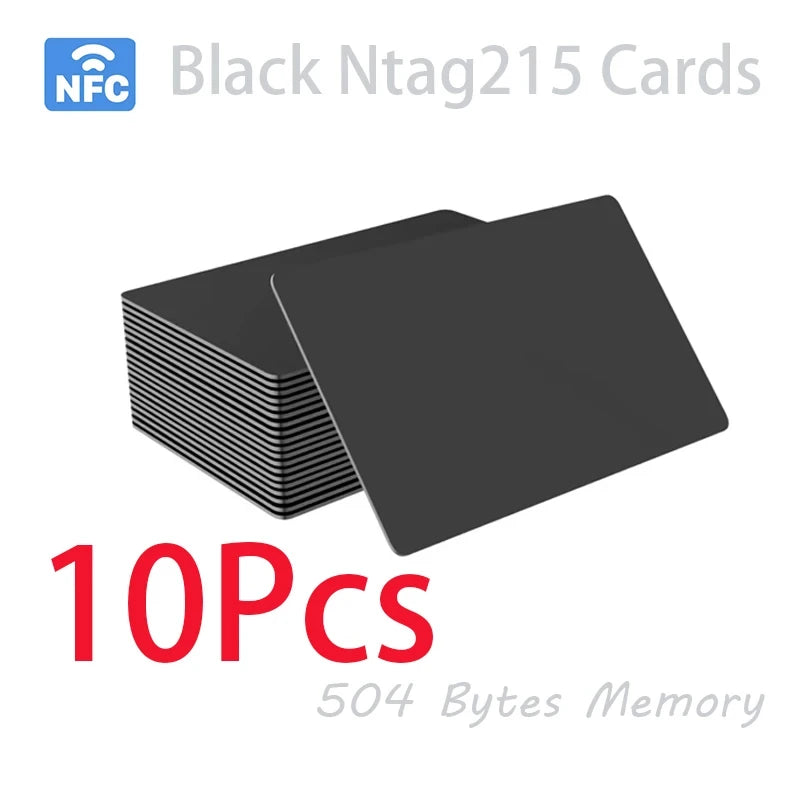 Hilo 5-10PCS NTAG215 Blank NFC Cards PVC Tags NFC215 Black Card 13.56Mhz TagMo Waterproof RFID NFC Phone 504 bytes