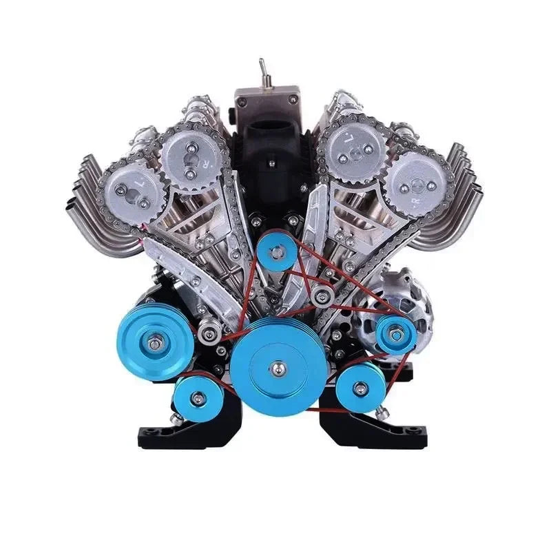 TECHING Full Metal Engine Model Kit V8 DIY Assembly Toy for Adults Kids Desk Decoration 8-Cylinder Mini Car Engine Functional