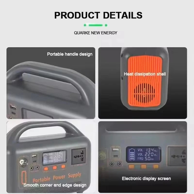 New 500W Portable Power Station Solar Generator 461Wh LiFePo4 Battery 220V Energy Power Plant for Camping RV Emergency Travel