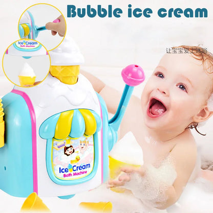 Kids Simulation Ice Cream Bubble Maker Bath Automatic Foam Making Machine, Toddler Pretend Play Bathroom  Bath Tub