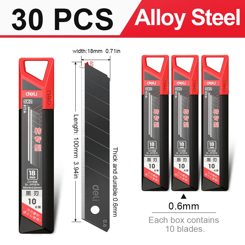 Heavy Duty 18mm Utility Knife Blades, 0.6mm Thick 60° Angle Alloy Steel, for Flooring, Packaging & Industrial Materials Cutting