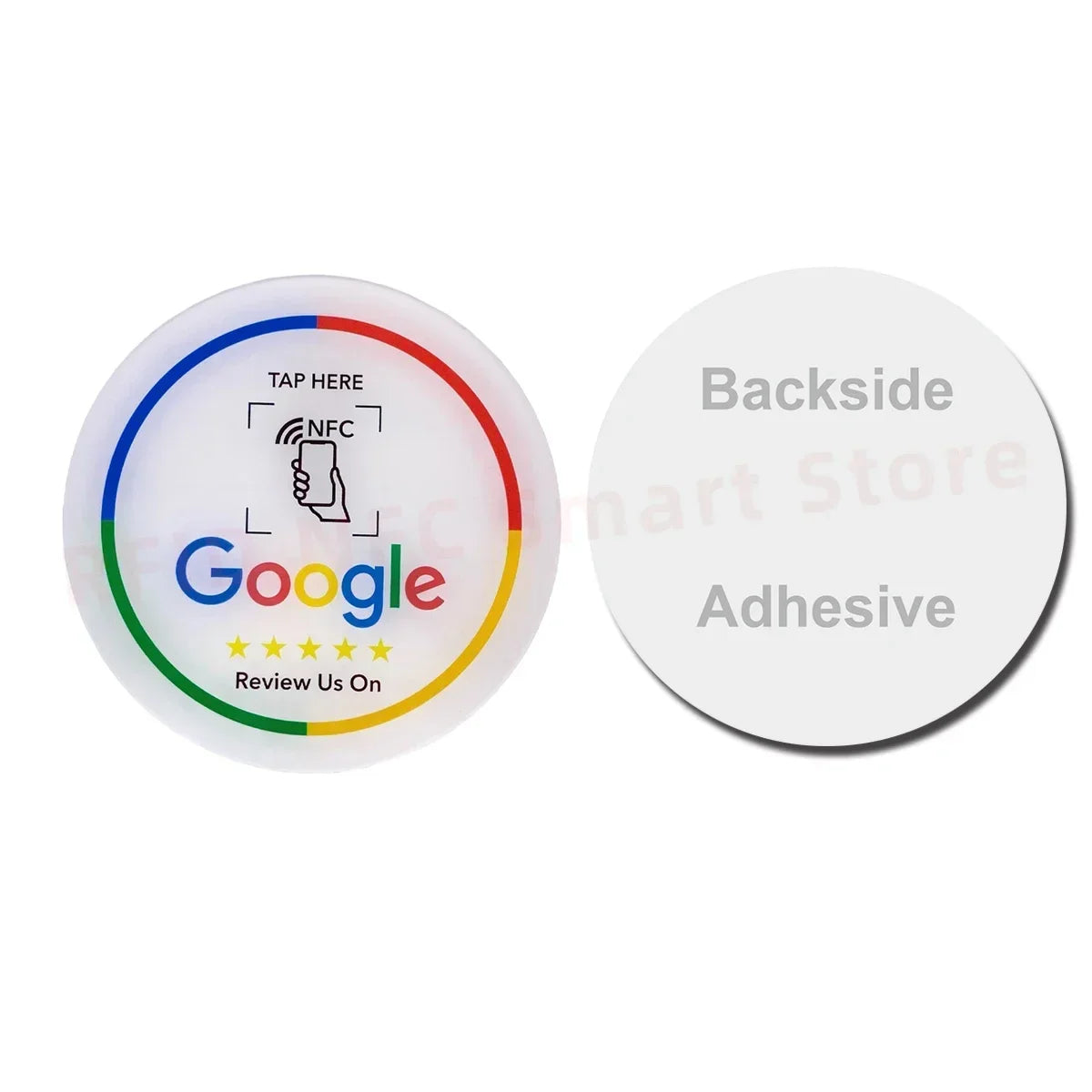 13.56MHz Programmable Acrylicl with Self-adhesive Backing NFC Table Sticker Diameter 10CM Google Reviews NFC Sticker NFC 215