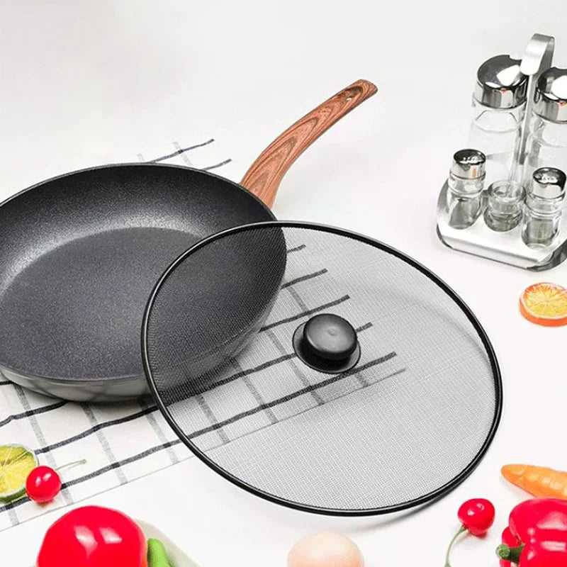 Black Splatter Screen Anti Grease Frying Pan Oil Splash Guard Lid Fine Mesh Splash Guard Cover Lid Kitchen Tools