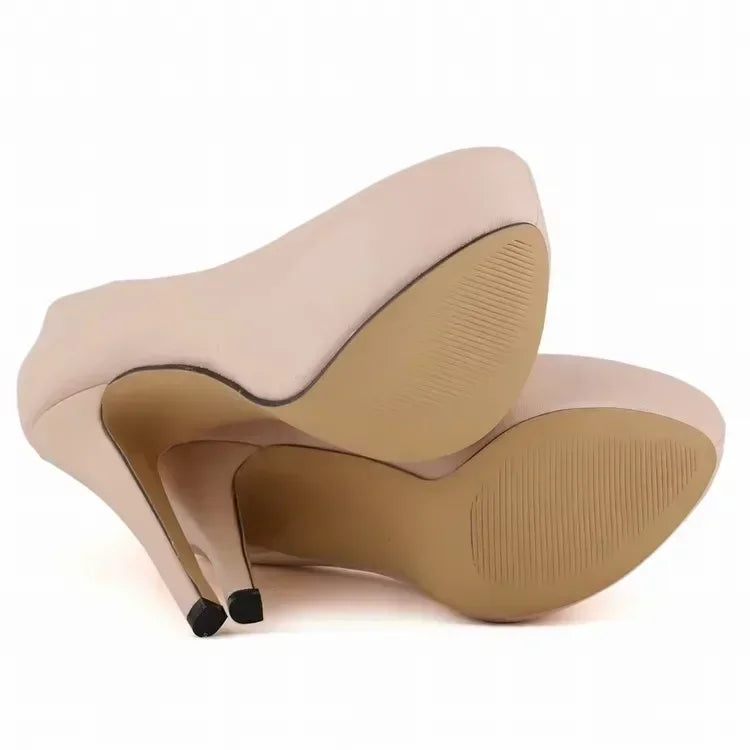 Women Pumps Sexy Stilettos Fashion Super 14cm Round Toes High Heels Platform Casual Thin Party Red Wedding Shoes Plus Size 44