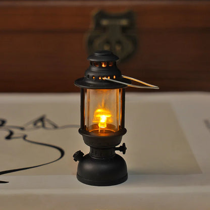 Dollhouse Mini Led Retro Glowing Pony Lantern Simulation Cande Light Night Light  Dolls Miniature oil light Lamp Home Decor Toy