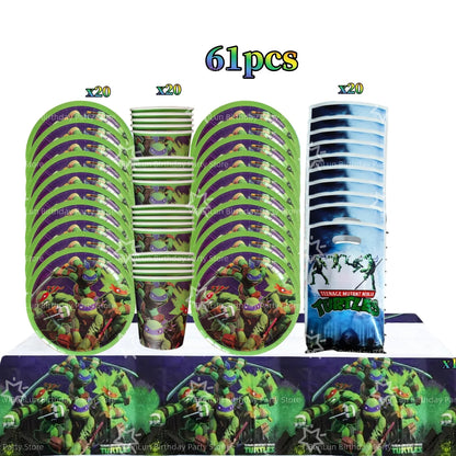 Cartoon Turtles Birthday Party Decorations Tableware Tablecloth Cup Plate Bag Napkins Balloon Baby Shower Turtles Party Favors